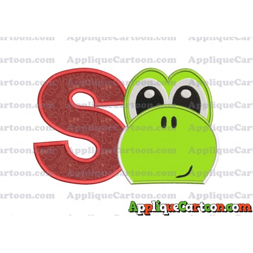 Yoshi Super Mario Head Applique Embroidery Design 02 With Alphabet S