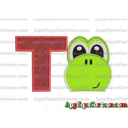 Yoshi Super Mario Head Applique Embroidery Design 02 With Alphabet T