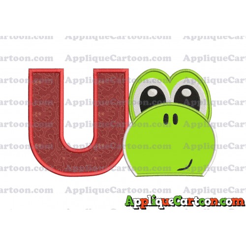 Yoshi Super Mario Head Applique Embroidery Design 02 With Alphabet U