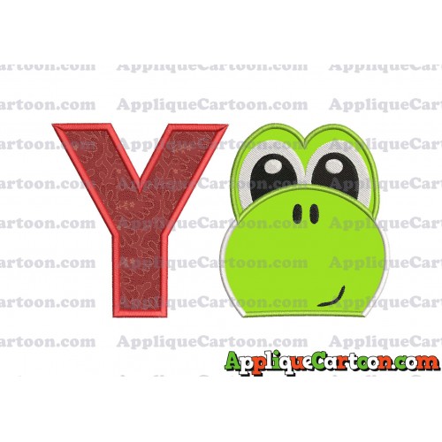 Yoshi Super Mario Head Applique Embroidery Design 02 With Alphabet Y