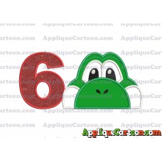 Yoshi Super Mario Head Applique Embroidery Design Birthday Number 6