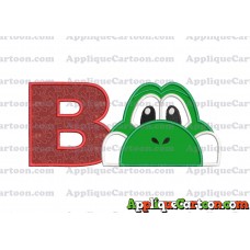 Yoshi Super Mario Head Applique Embroidery Design With Alphabet B