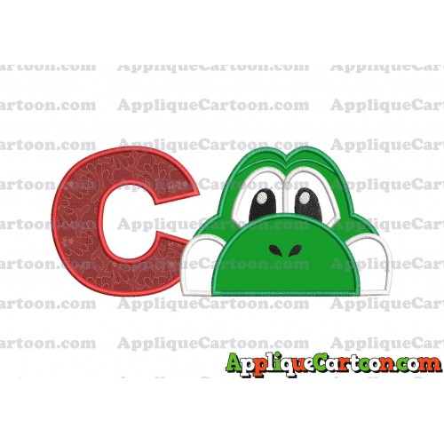 Yoshi Super Mario Head Applique Embroidery Design With Alphabet C