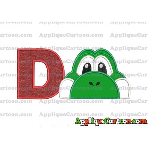 Yoshi Super Mario Head Applique Embroidery Design With Alphabet D