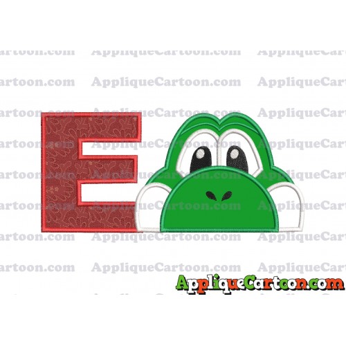 Yoshi Super Mario Head Applique Embroidery Design With Alphabet E