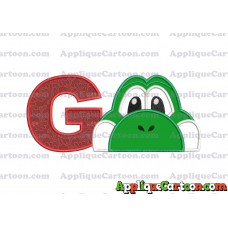 Yoshi Super Mario Head Applique Embroidery Design With Alphabet G