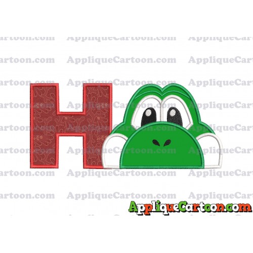 Yoshi Super Mario Head Applique Embroidery Design With Alphabet H