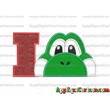 Yoshi Super Mario Head Applique Embroidery Design With Alphabet I