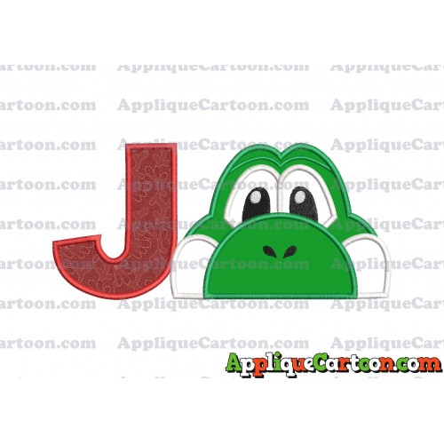 Yoshi Super Mario Head Applique Embroidery Design With Alphabet J