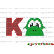 Yoshi Super Mario Head Applique Embroidery Design With Alphabet K