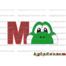 Yoshi Super Mario Head Applique Embroidery Design With Alphabet M