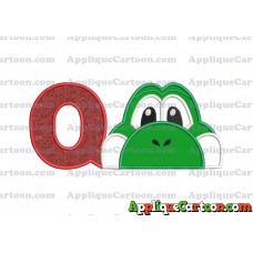 Yoshi Super Mario Head Applique Embroidery Design With Alphabet Q