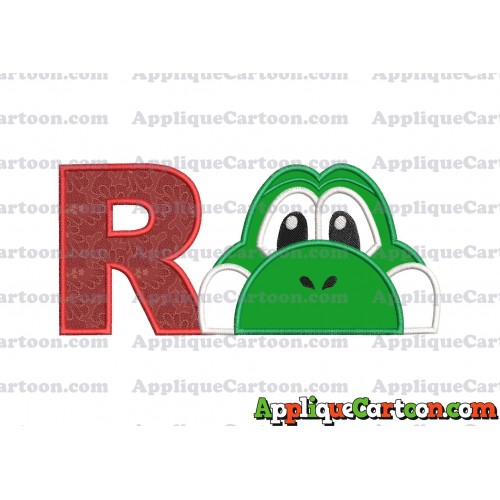 Yoshi Super Mario Head Applique Embroidery Design With Alphabet R