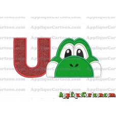 Yoshi Super Mario Head Applique Embroidery Design With Alphabet U