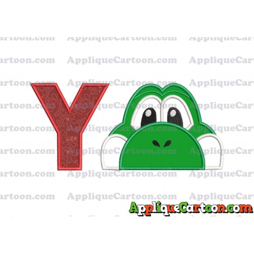 Yoshi Super Mario Head Applique Embroidery Design With Alphabet Y