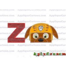 Zuma Paw Patrol Head Applique Embroidery Design With Alphabet Z