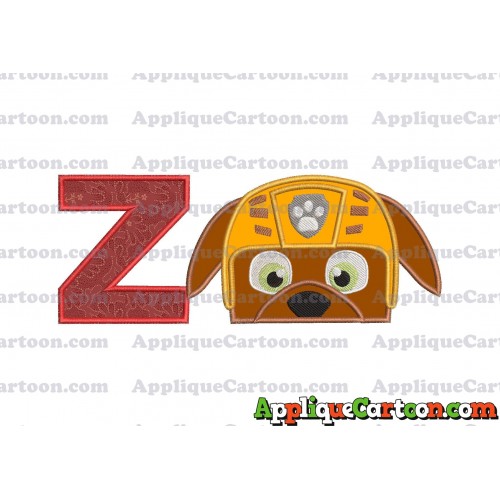 Zuma Paw Patrol Head Applique Embroidery Design With Alphabet Z